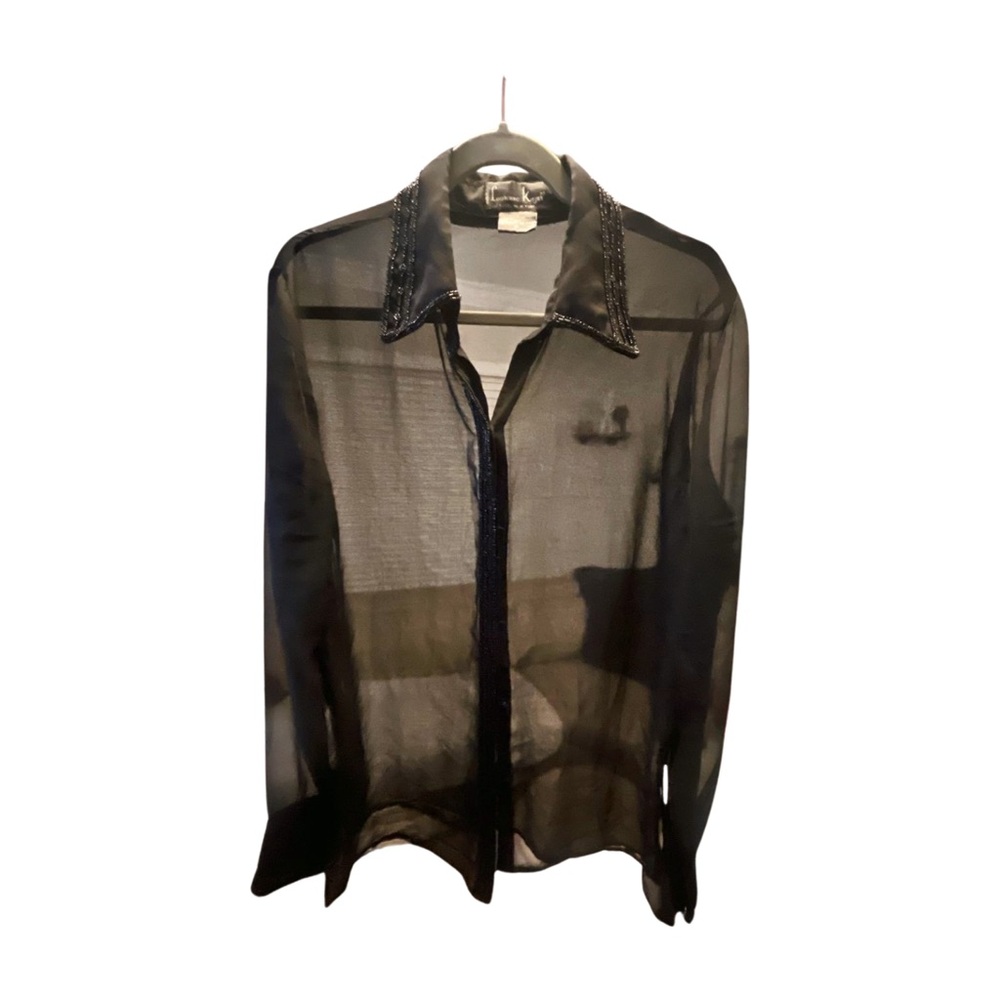 Vintage Laurence Kazar Sheer Black Blouse